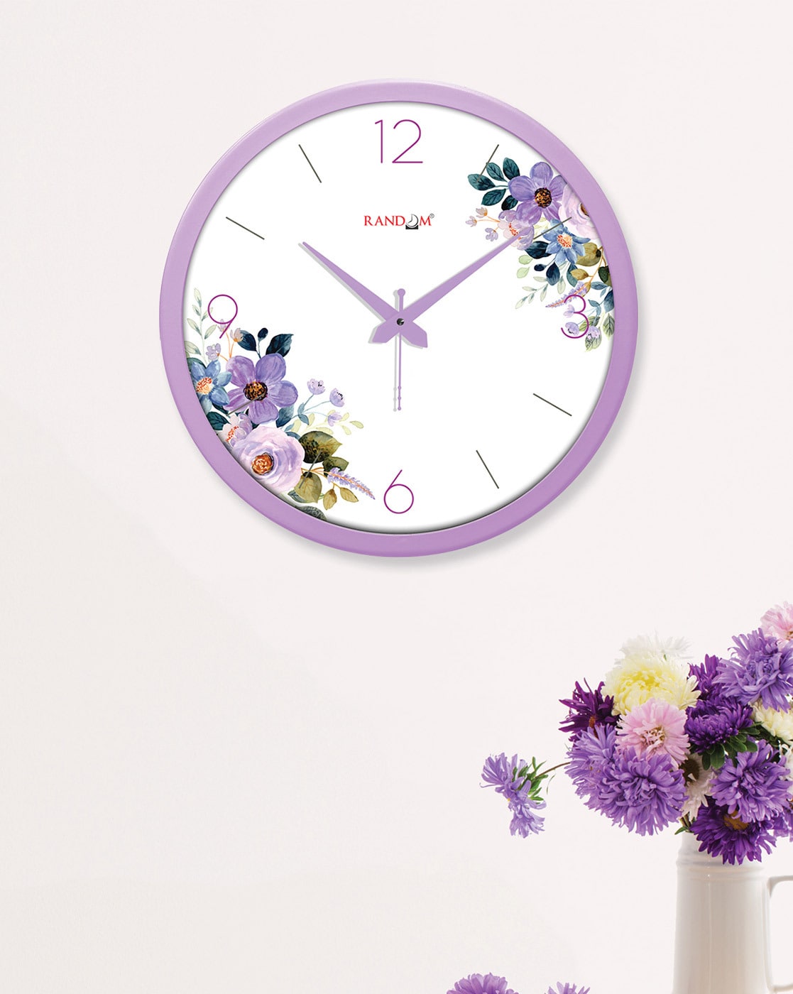 Clocks | Floral Print Round Analogue Wall Clock Clocks Clocks