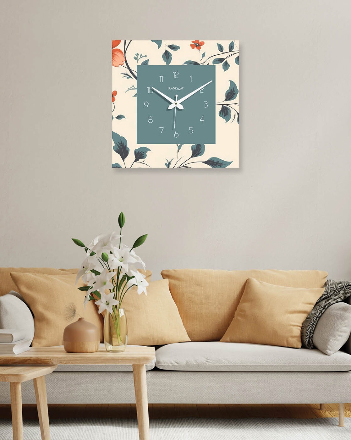 Clocks | Leaf Print Square Wall Clock Clocks Clocks