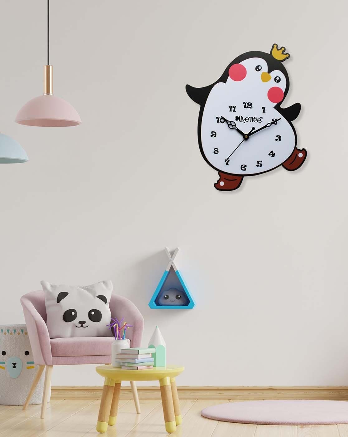 Clocks | Penquin Pattern Silent Movement Wooden Wall Clock Clocks Clocks