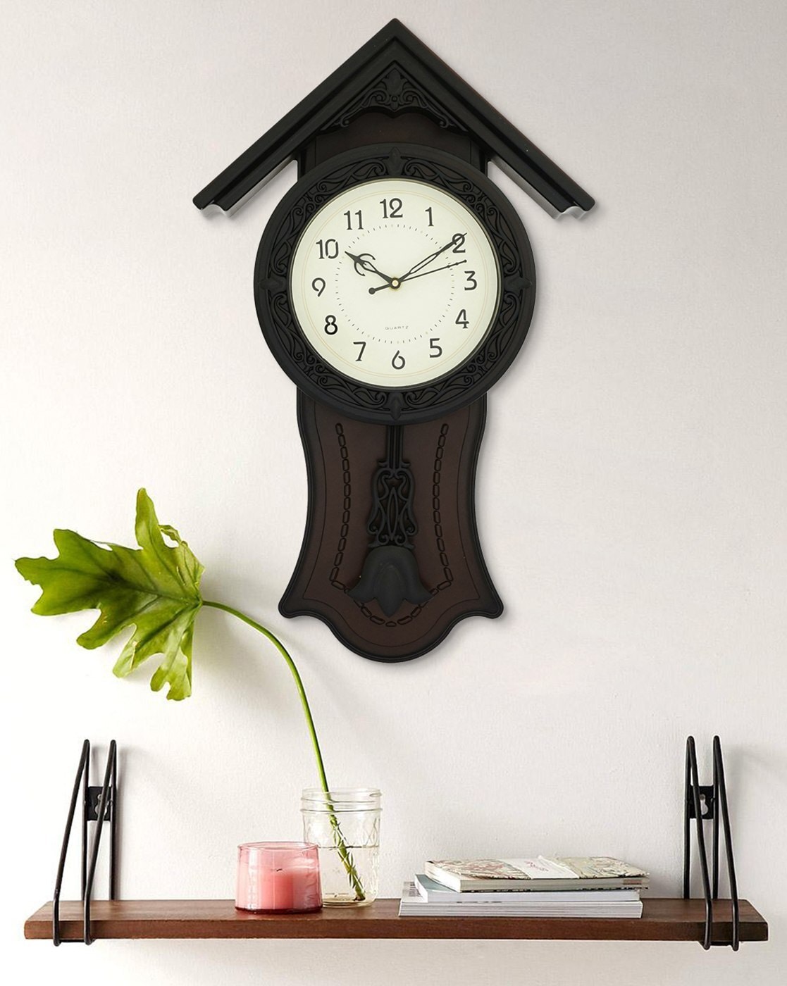 Clocks | Plastic Hut-Shaped Analogue Pendulum Wall Clock Clocks Clocks