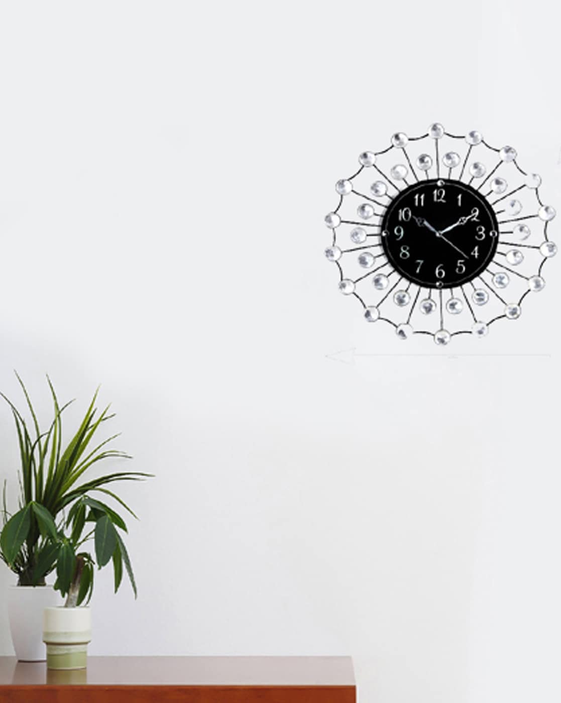 Clocks | Stone-Studded Round Wall Clock Clocks Clocks