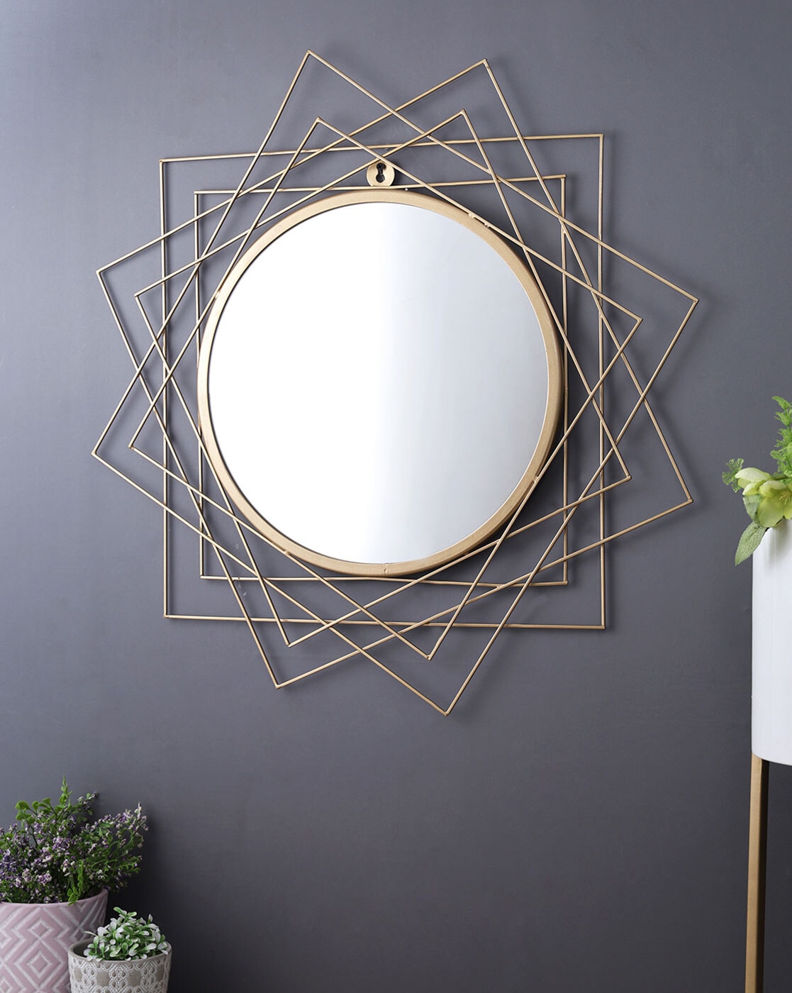 Mirrors | Gold-Toned Metallic Frame with Mirror Home Decor Mirrors