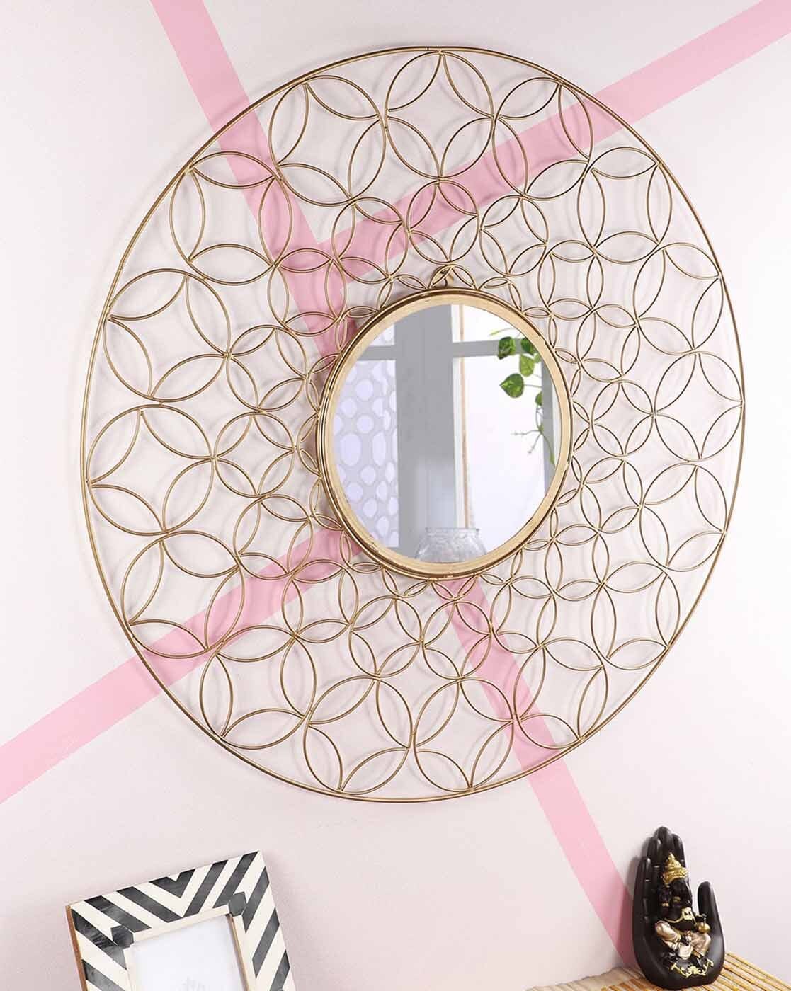 Mirrors | Home Sparkle Iron Leaf Glass Wall Mirror Home Decor Mirrors