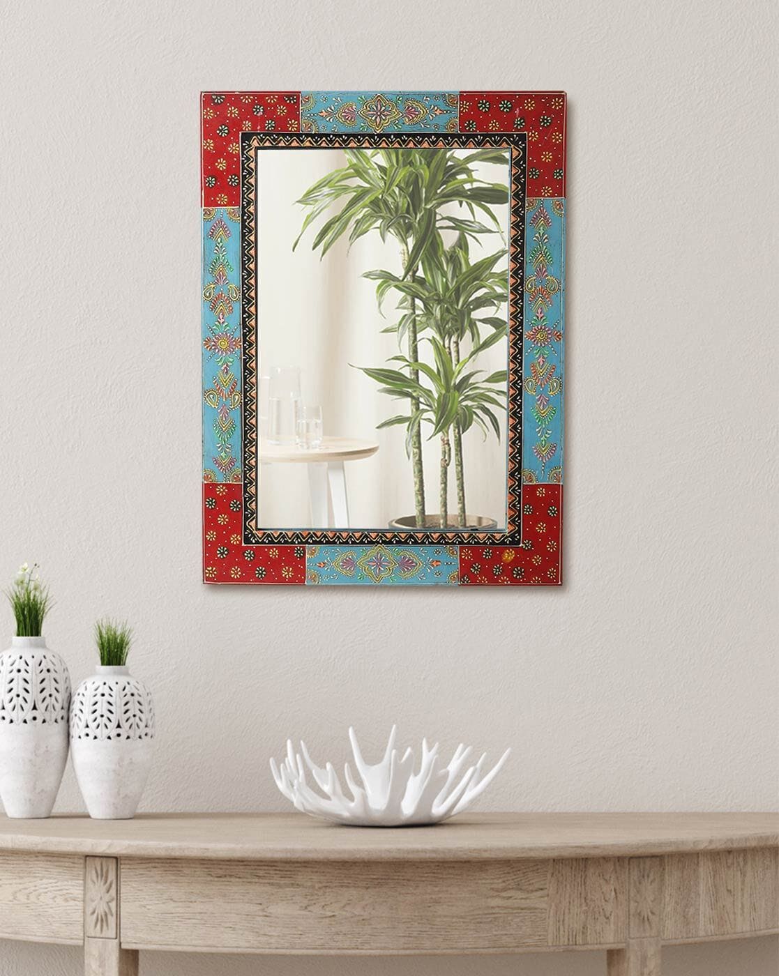 Mirrors | Rajasthani Wood Framed Wall Mirror Home Decor Mirrors