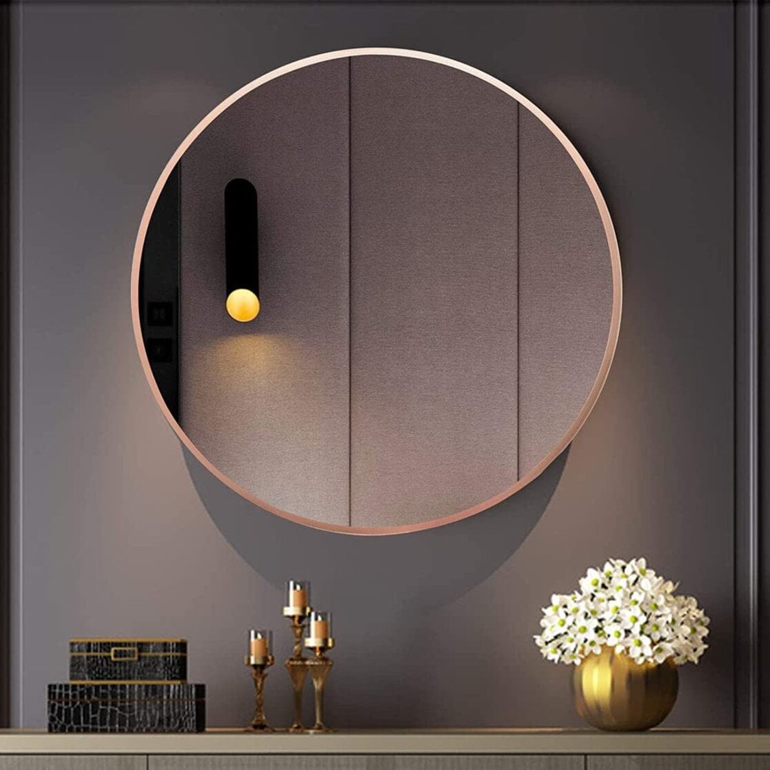 Mirrors | Round Mirror in Steel Frame Home Decor Mirrors