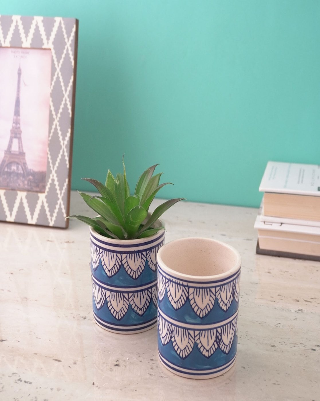 Plants & Flowers | Set of 2 Worli Art Ceramic Planters Home Decor Plants & Flowers