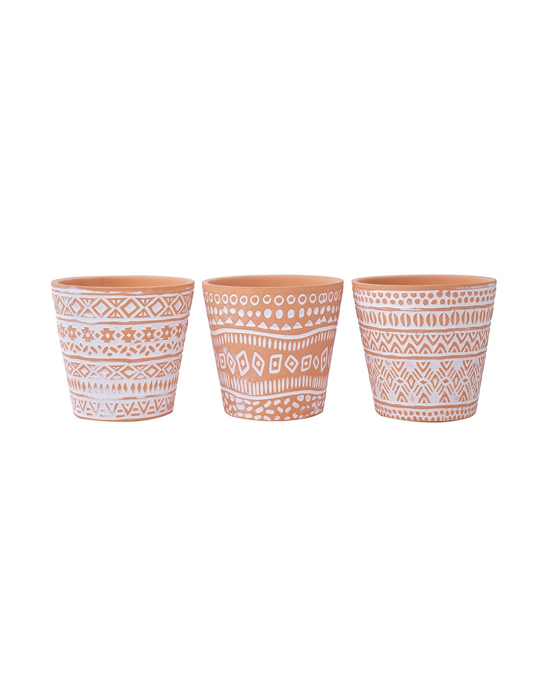 Plants & Flowers | Set of 3 Tribal Design Planters Home Decor Plants & Flowers