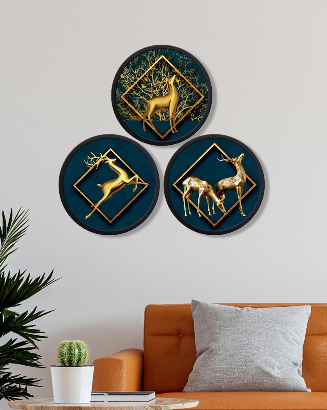 Wall Decor | 3 Frame Deer Paintings Home Decor Wall Decor