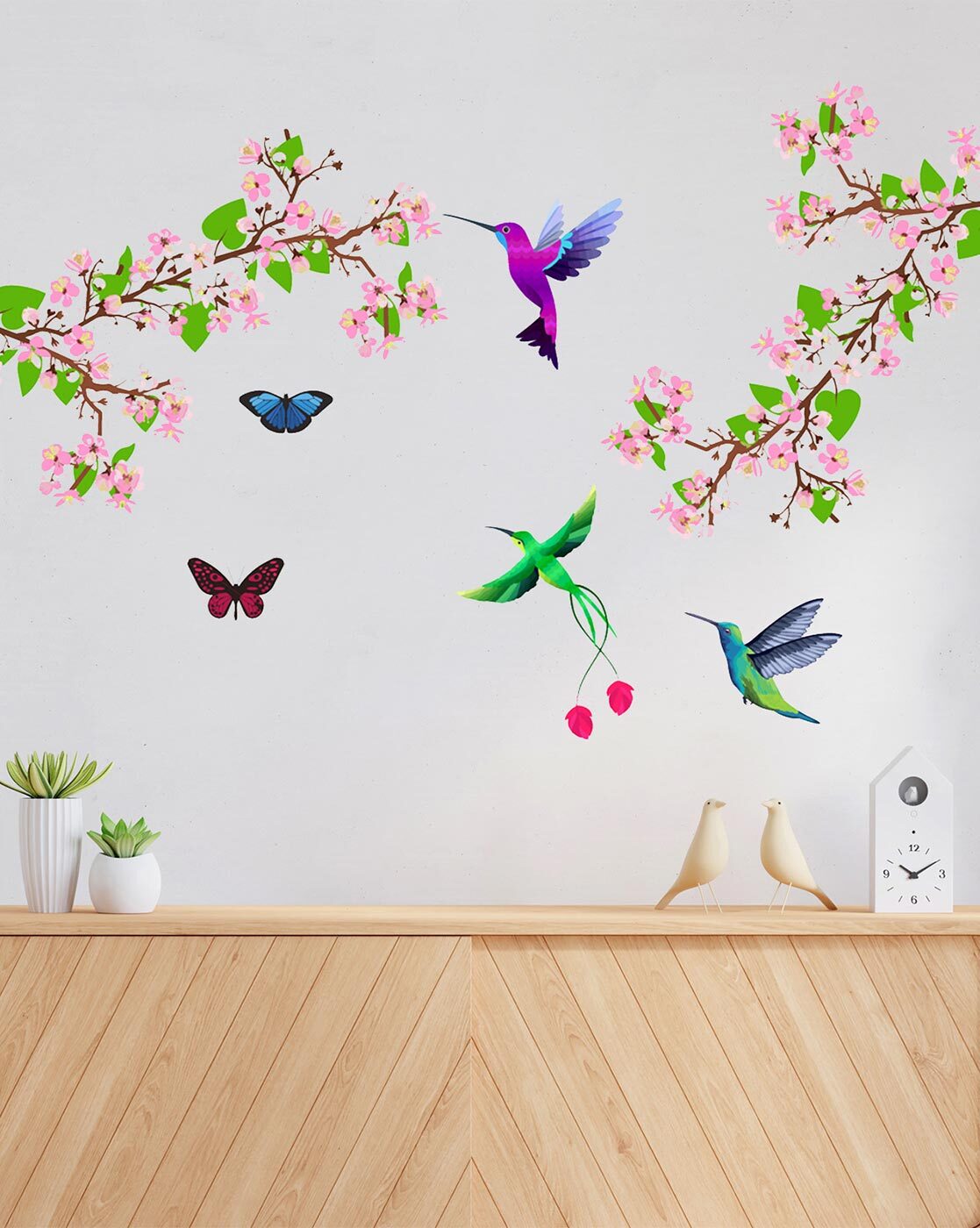 Wall Decor | Beautiful Flower Branch & Birds Wall Sticker Home Decor Wall Decor