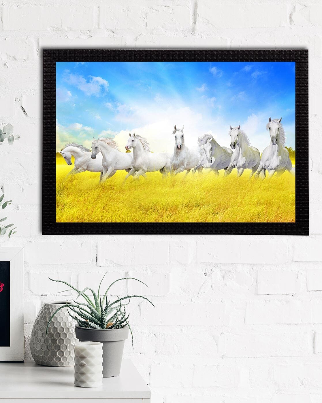 Wall Decor | Lucky Running Horses Satin Matt Texture UV Art Painting Home Decor Wall Decor