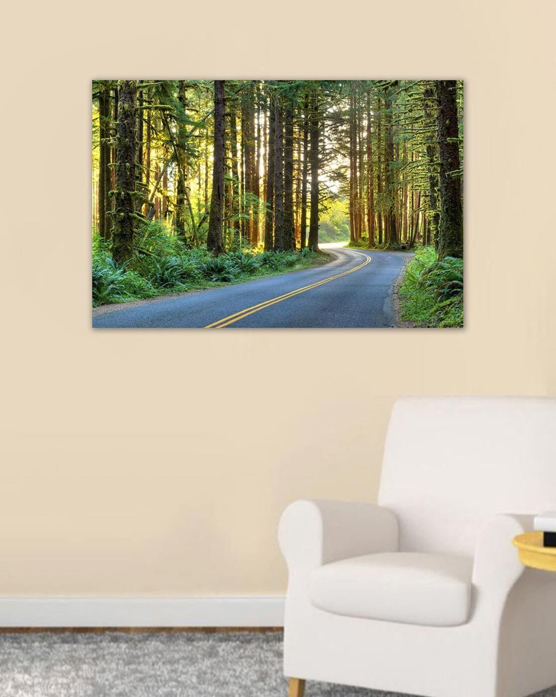 Wall Decor | Roads Between Forest Canvas Wall Art 36" x 24" Home Decor Wall Decor