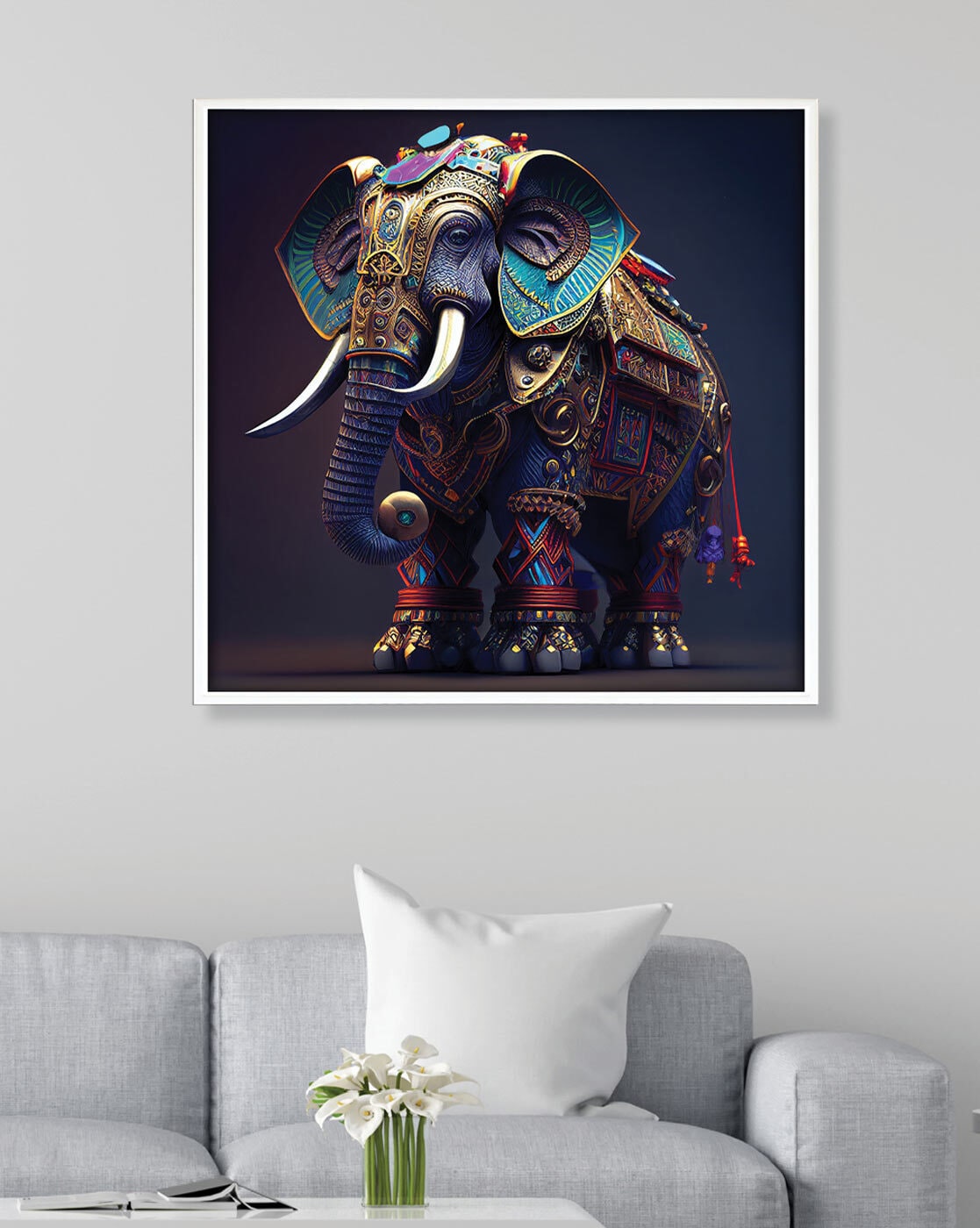 Wall Decor | Square-Shaped Elephant Wall Art Painting Home Decor Wall Decor