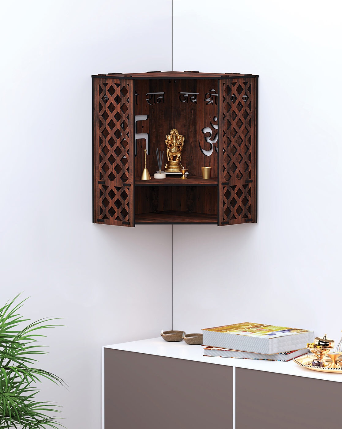 Wall Shelves | Wooden Wall Mounted Pooja Stand Home Decor Wall Shelves