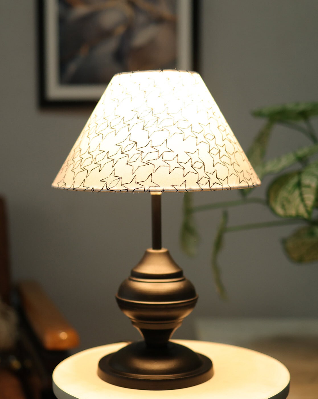 Lamp, Diyas & Candle | Metal Table Lamp Urn White Star Prints Home Decor Lamp, Diyas & Candle