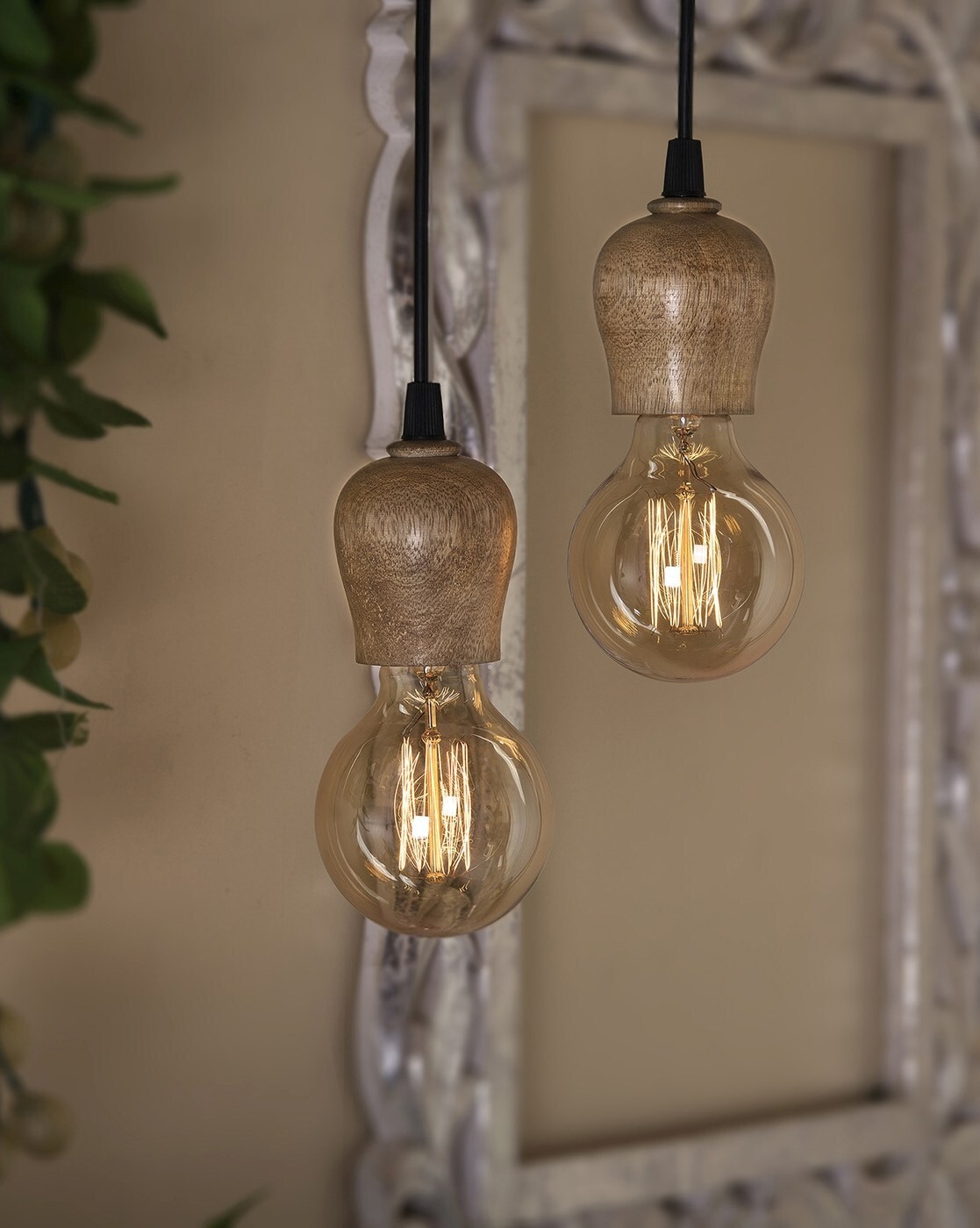 Lamp, Diyas & Candle | Pack of 2 Wooden Hanging Pendent Lamp Home Decor Lamp, Diyas & Candle