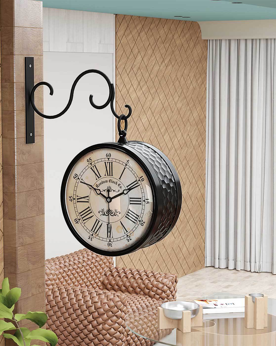 Clocks | Double-Sided Vintage Metal Station Wall Clock Clocks Clocks