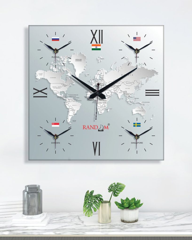 Clocks | Map Print Square Zone Wall Clock Clocks Clocks