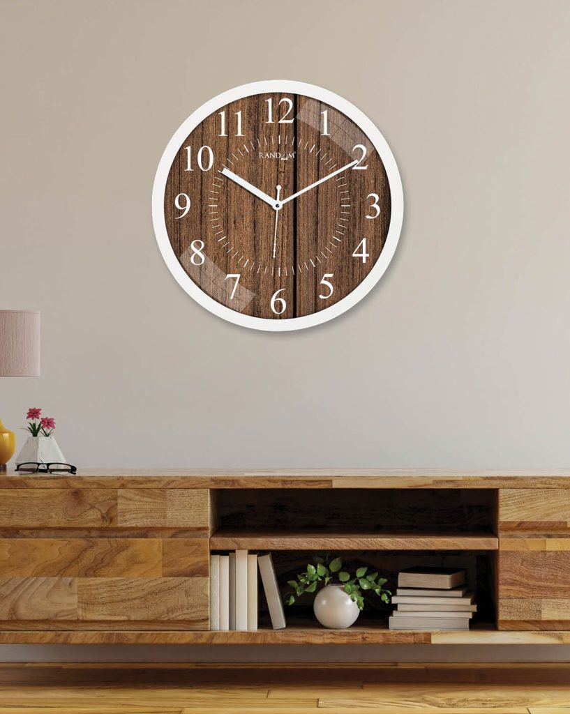 Clocks | Striped Round-Shape Plastic Wall Clock Clocks Clocks